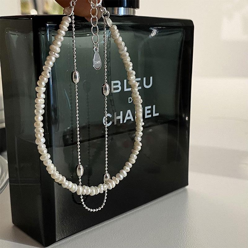 VENTFILLE 925 Sterling Silver Irregular Natural Pearls Letter Bracelet for Women Girl Bead Grace Lucky Jewelry Gift Dropshipping