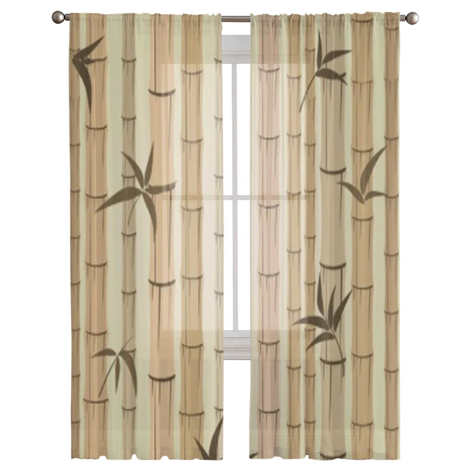 

Фон бамбуковые прозрачные шторы для спальни, гостиной, тюлевые шторы для кухни, оконные вуали, шторы