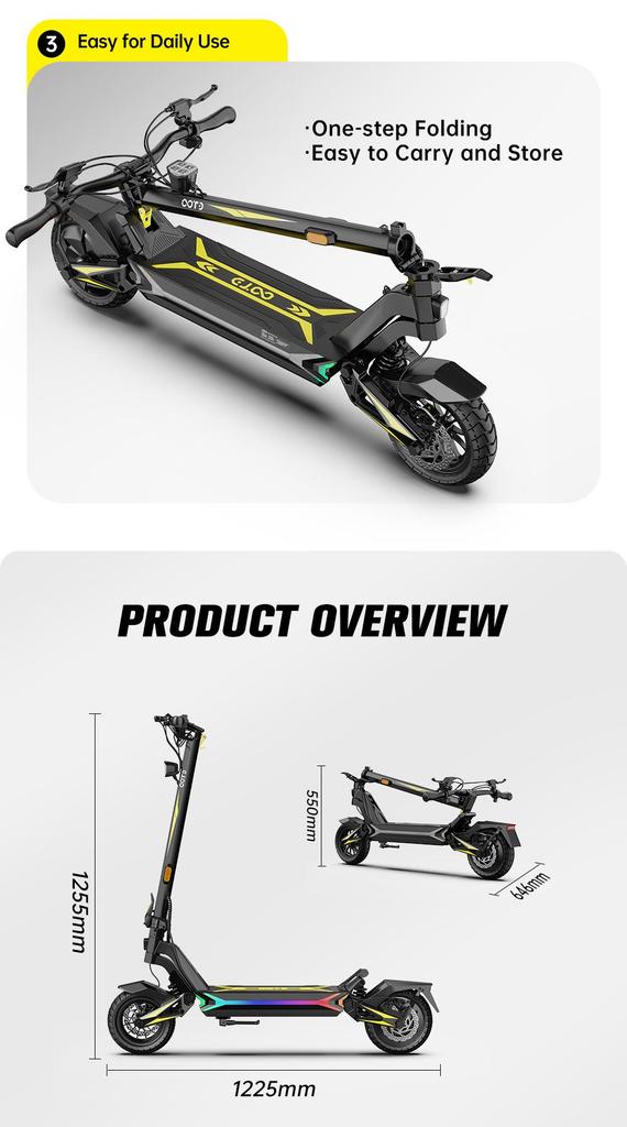 OOTD SR1 1400W Electric Scooter 48V 20Ah Long Range 10’’ Tires 50km/h Max Speed 70KM Range Adult E-Scooter