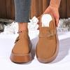 thick-soled fluffy slippers for women wearing winter new retro cotton shoes with fleece bag head and half slippers for women