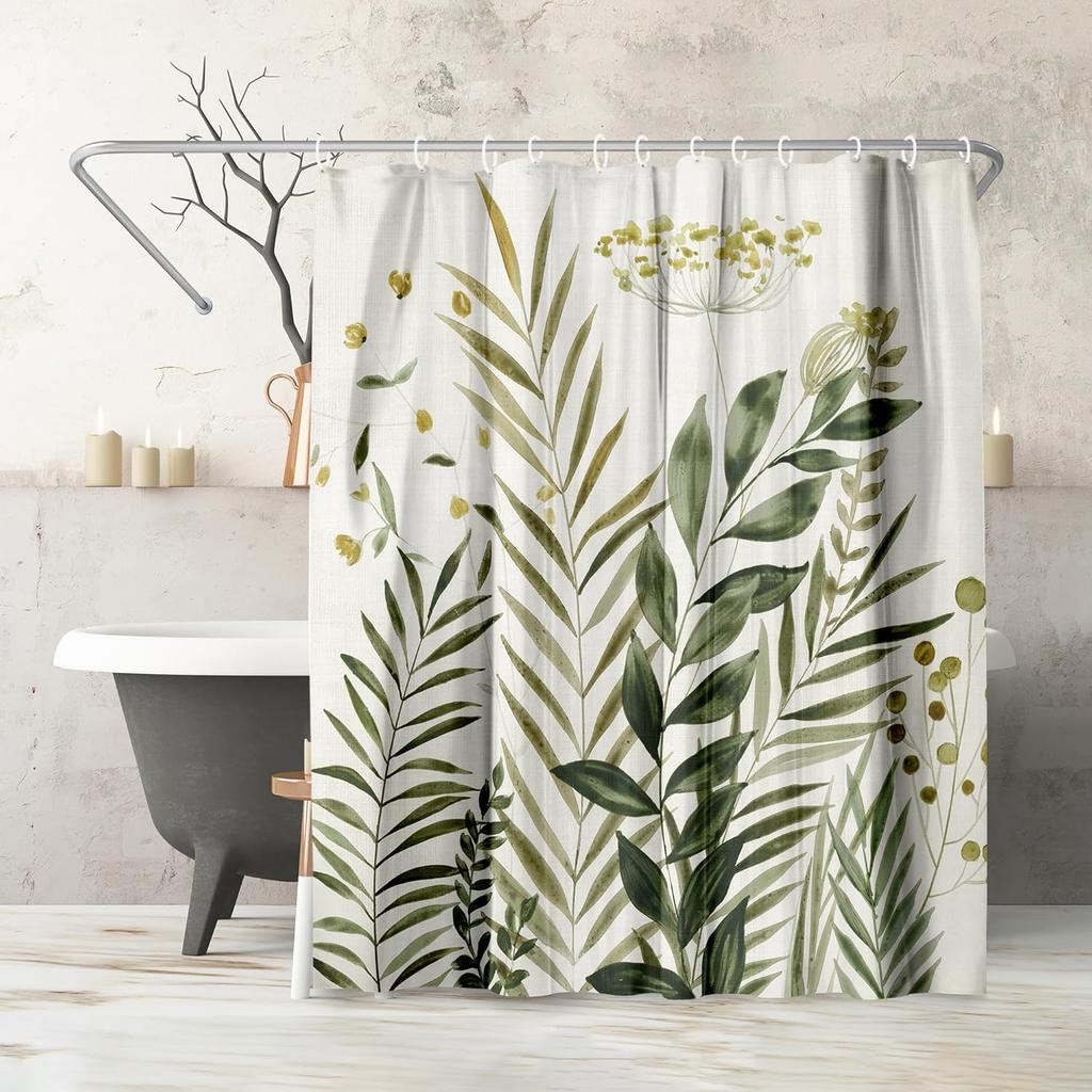 Beach Shower Curtain - Water-Resistant Long Shower Curtain with Coastal Landscape Design - Durable Metal Grommets and 12 Hooks