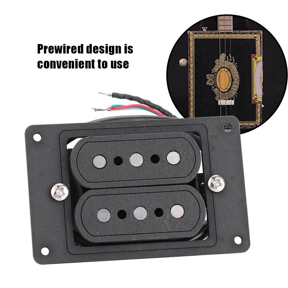 Prewired 3 String Humbucker Pickup Input Jack for Cigar Box Guitar(Vulcanized Fiber Black)