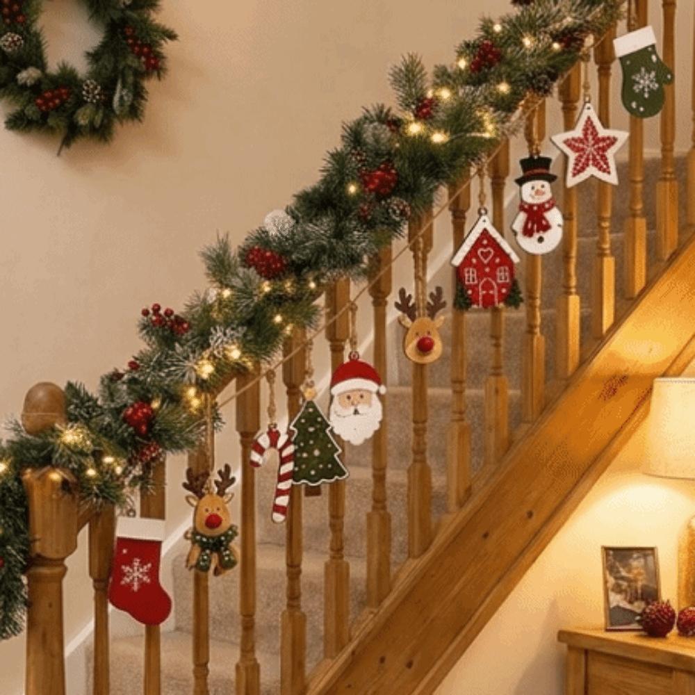 10Pcs Santa Claus Christmas Hanging Ornaments DIY Wall Party Holiday Decorations New Year