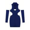 Hollow out Sexy Hip Hugging Dress Hollow out Hanging Neck Sexy Sheath Jumpsuit Short dress