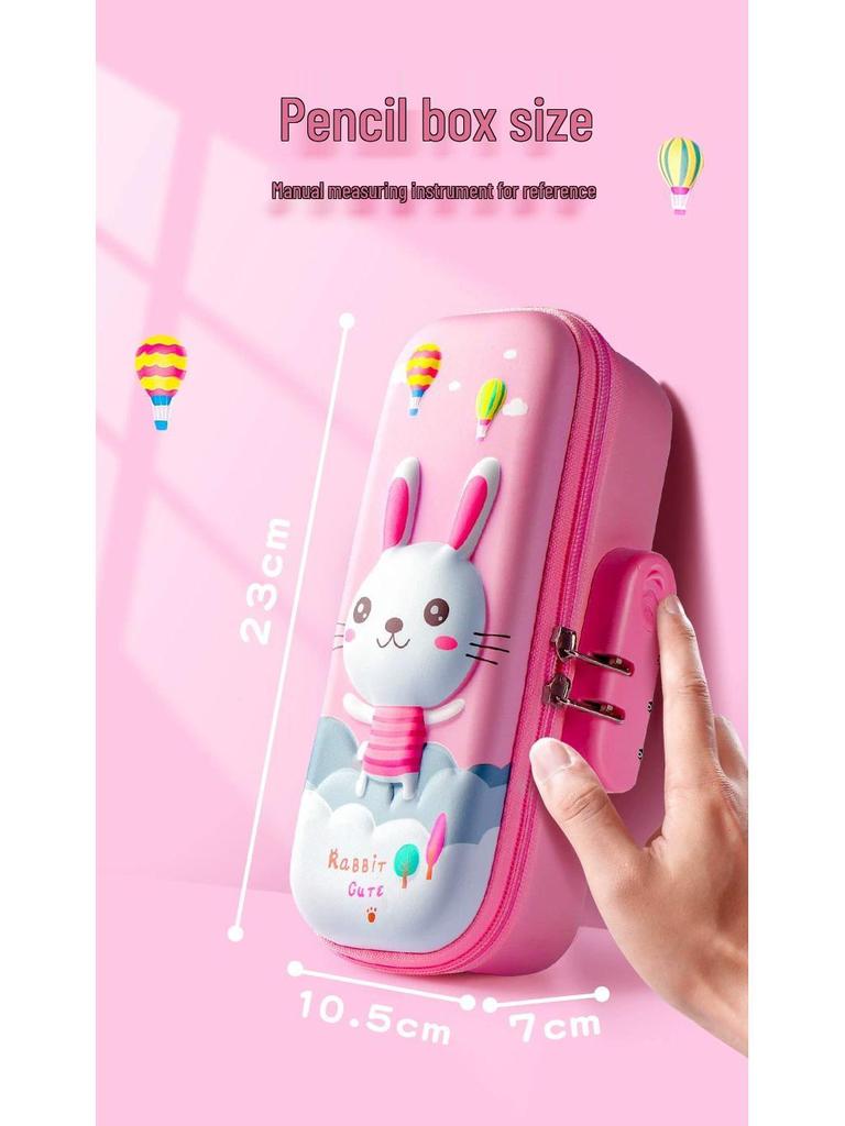 Piórnik 3D z zamkiem na hasło o dużej pojemności dla szkoły podstawowej i przedszkola - Uroczy, kreatywny, wielowarstwowy design