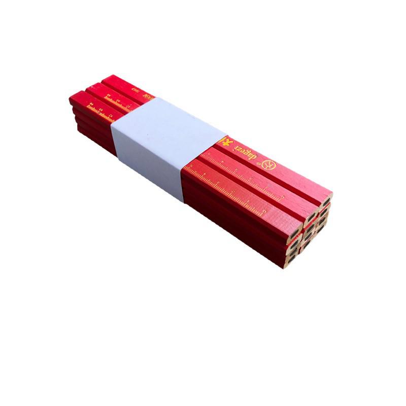 Dual-Tip Carpenter Pencil: Black & Red/Blue Flat-Head for Construction Marking
