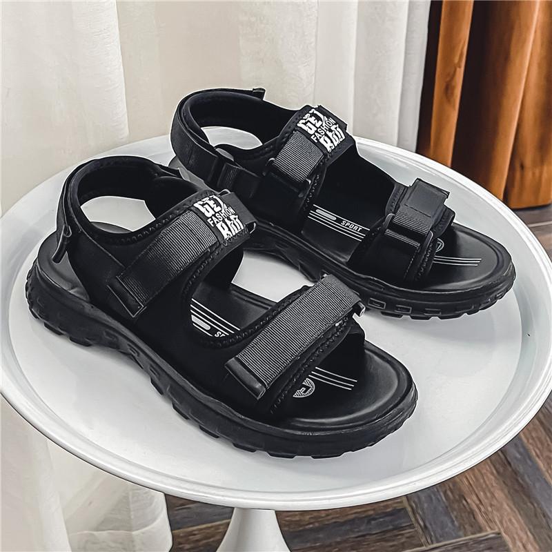 

Sandals 2024 summer new light breathable heightened soft sole casual trend seaside wading youth beach shoes 39 чёрный