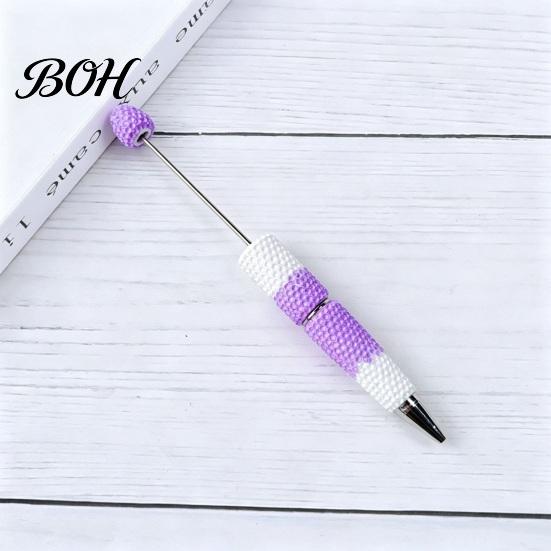 Beadable Ballpoint Pens DIY Pen, Colorful Fancy Beaded Crafting Gift for Students, Party Favors, Creative Office Supplies Novelty Rainbow