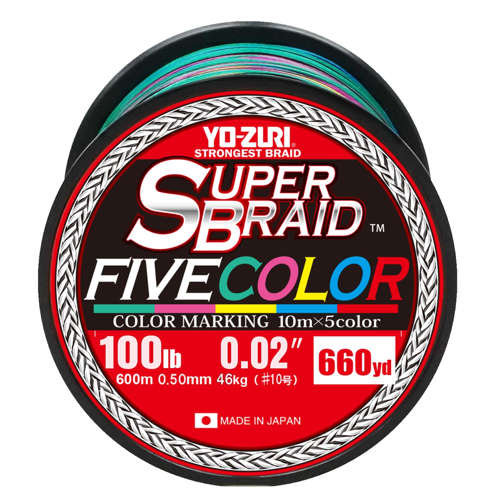 

PE Line Super Braid Five Color 660YDS 100Lbs 5 colors YO-ZURI Colors