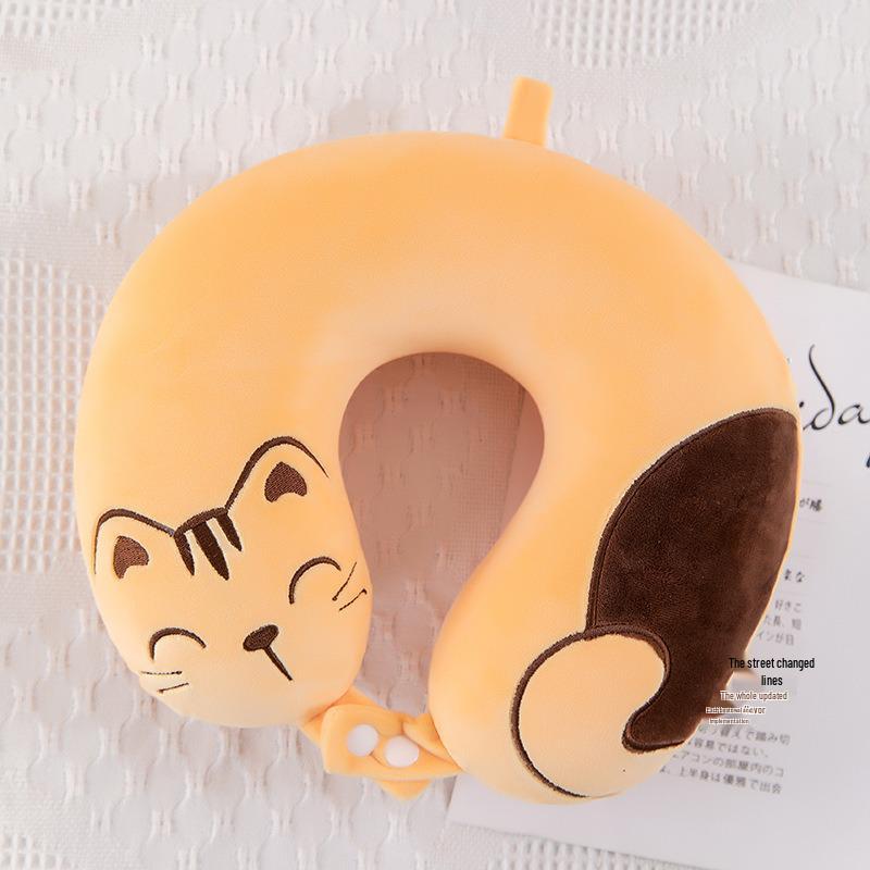 Cartoon Memory Foam U-Shaped Neck Pillow for Travel and Office