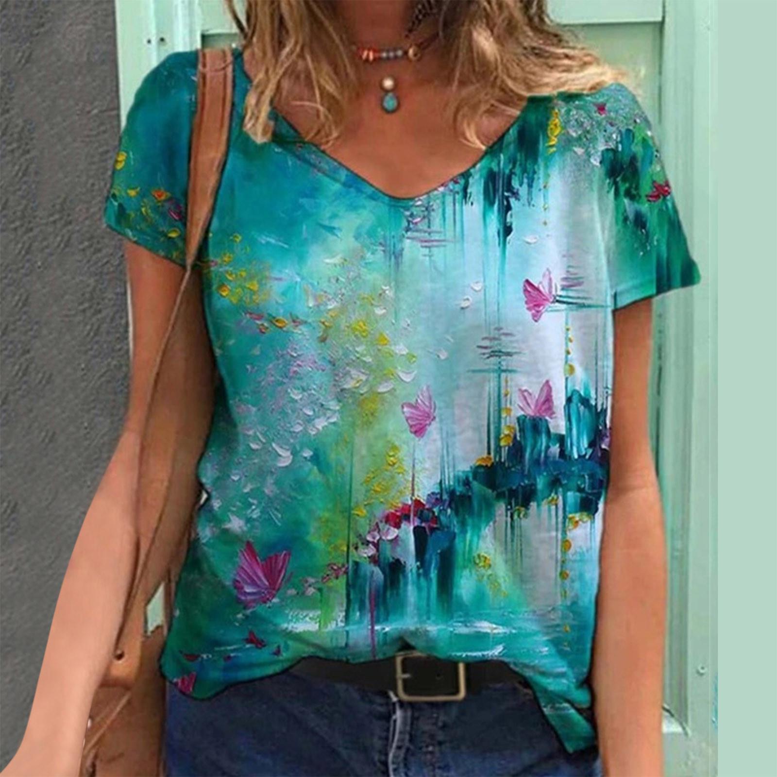 

Женские топы с короткими рукавами и v-образным вырезом больших размеров, футболка, блузка XL