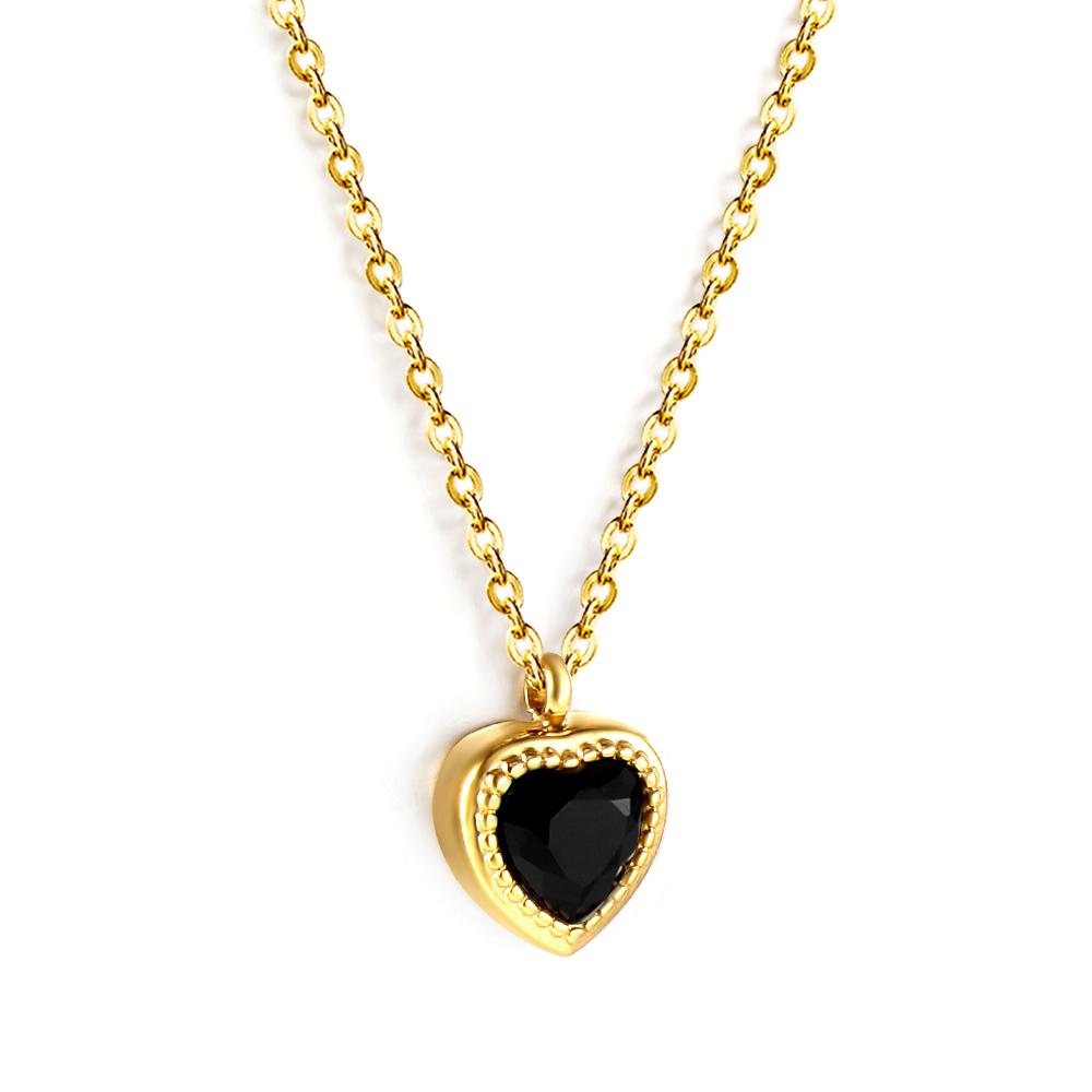 New1 PCS Stainless Steel White Heart Crystal Pendant Necklace 40+5cm Gold Necklace Women Luxury Jewelry O Chain Birthday Gift