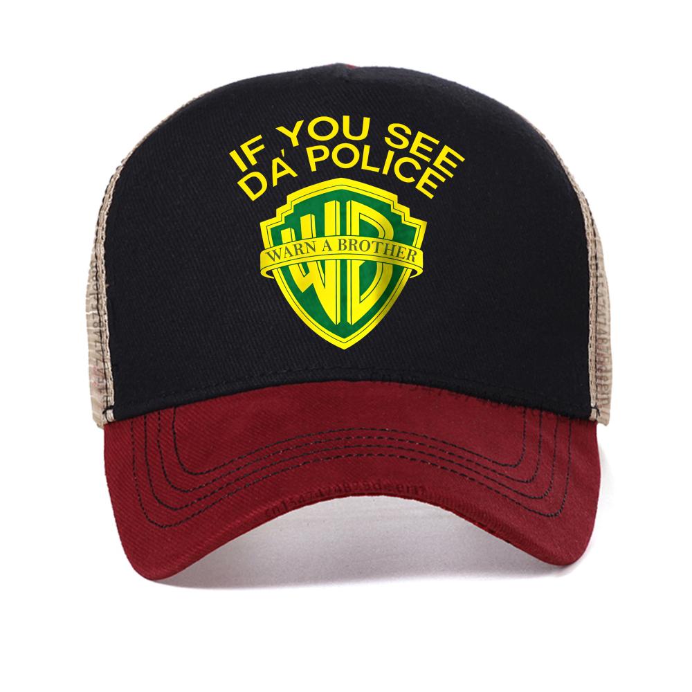 

If You See Da Police Warn A Brother baseball cap summer fashion Breathable Mesh Mens caps outdoor casual adjustable trucker hat Adjustable красный