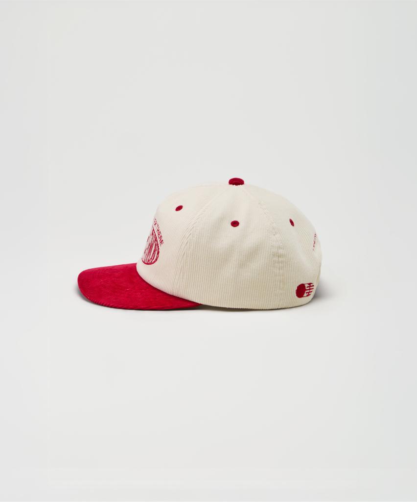 Teulaepighamoni Corduroy Round Logo Deep-Fit 5-Panel Cap_Red