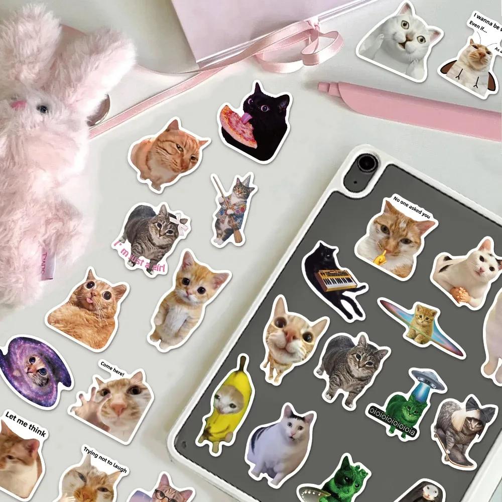 50PCS Kawaii Cat Mood PVC Graffiti Sticker Sticky Aesthetic Decorative Scrapbook DIY Child Phone Stationery Supply for Kid