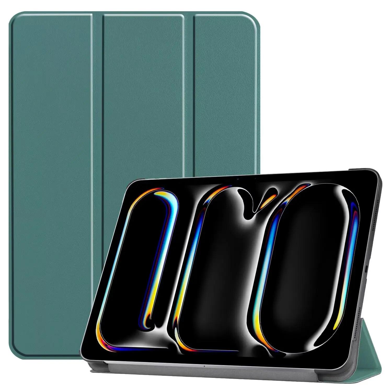 

Чехол для apple ipad pro 13 2024 PU Flip Stand Cover для Apple iPad Pro 13 дюймов (М4) Чехол для планшета Funda темно-зеленого