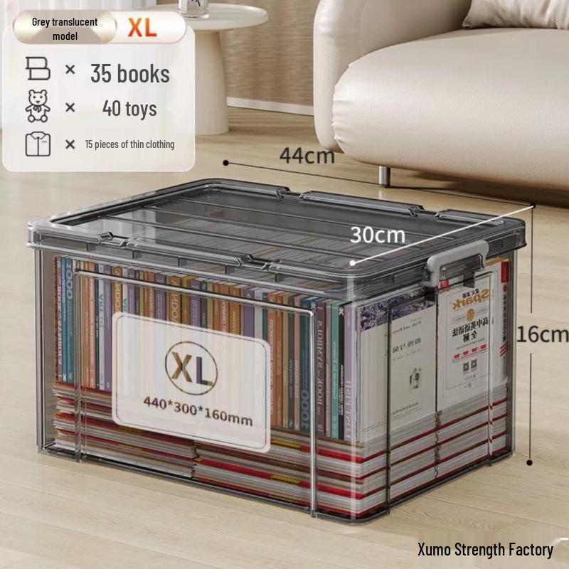 Large Capacity Transparent Plastic Storage Box for Clothes & Snacks - Orange