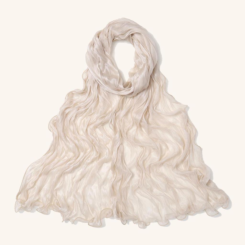 Malaysia Soft Ruffled Lurex Gauze Scarf - Breathable Spring/Summer Headscarf
