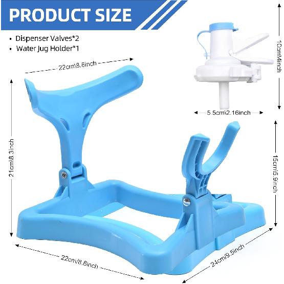 5 Gallon Water Jug Holder, Collapsible Water Dispenser Stand and 2 Dispenser Valves, Thicking Water Dispenser for 3-5 Gallon Bottle