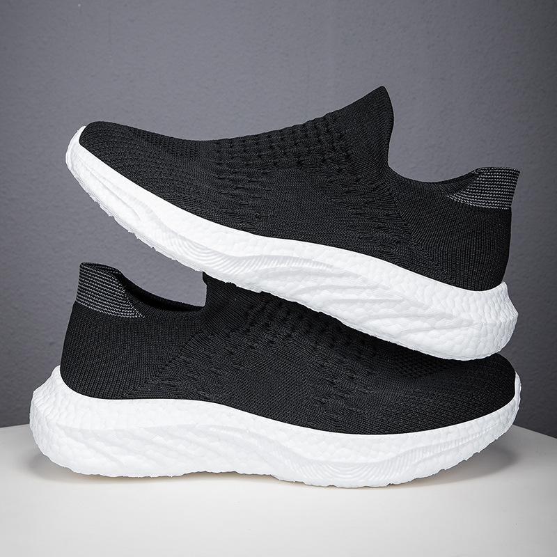 Men's Shoes New Casual Sports Shoes Running Shoes Soft-soled Lazy Shoes Trendy Fly-woven One-pedal Single Shoes