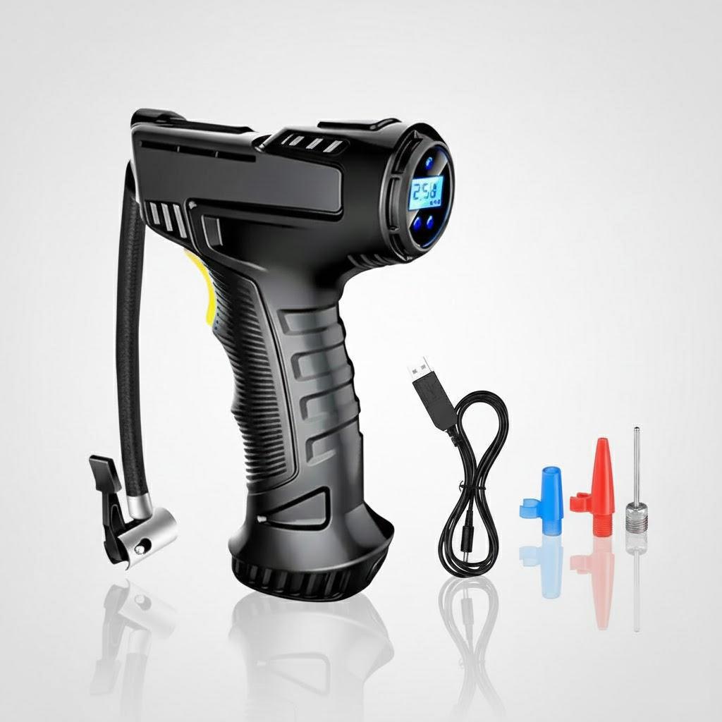 

Portable Wireless USB Rechargeable Car Tire Inflator Air Compressor with LED Display Auto Pressure Monitoring Pump чёрный