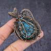 Neon Blue Apatite Handmade Copper Wire Wrap Tree Of Life Pendant 2.64" K3w48