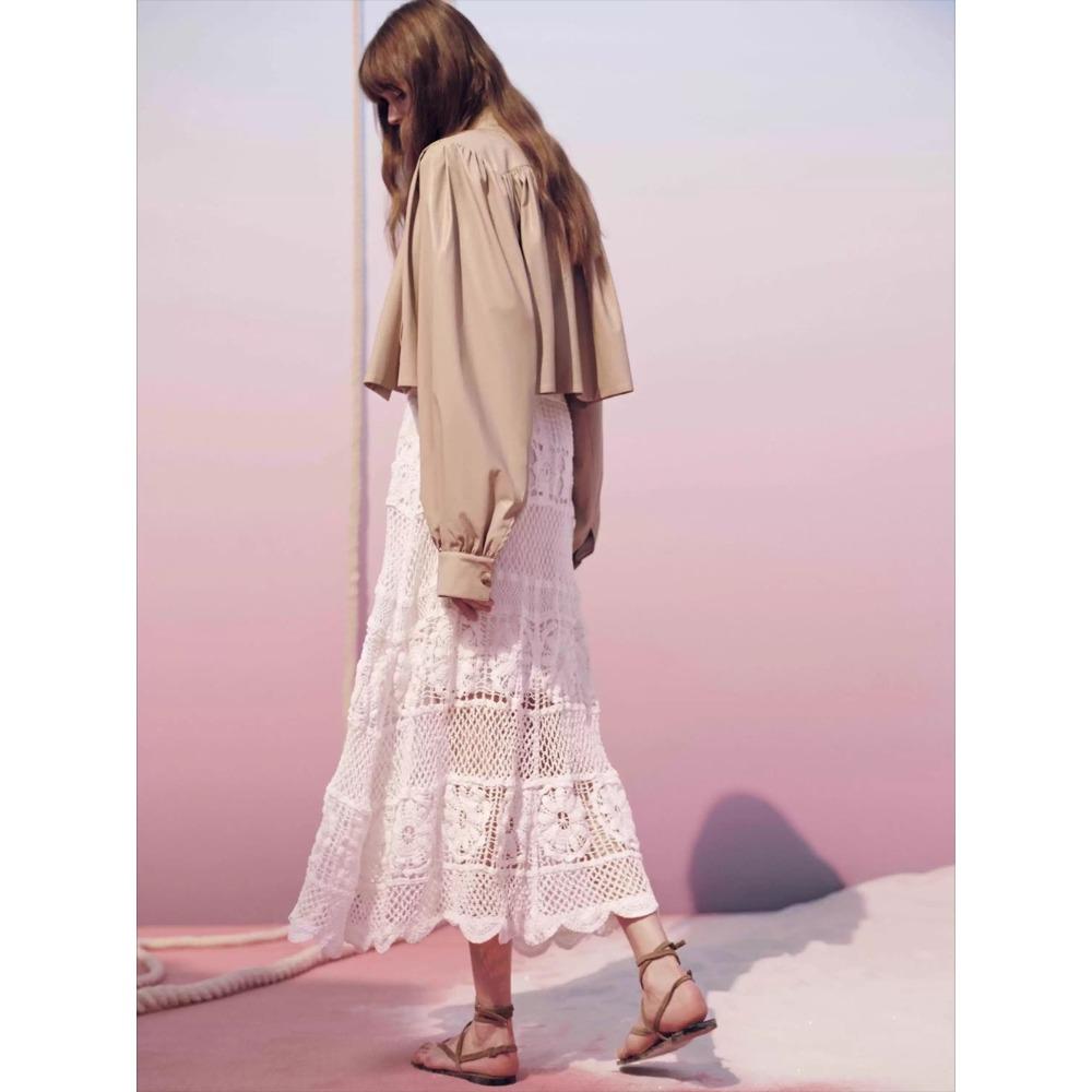 DIMANAF 2026 Neuer Rock Damen Strick Spitze Lang Spitze Durchbrochen Sexy Durchbrochen Sommer Stil Locker Basic