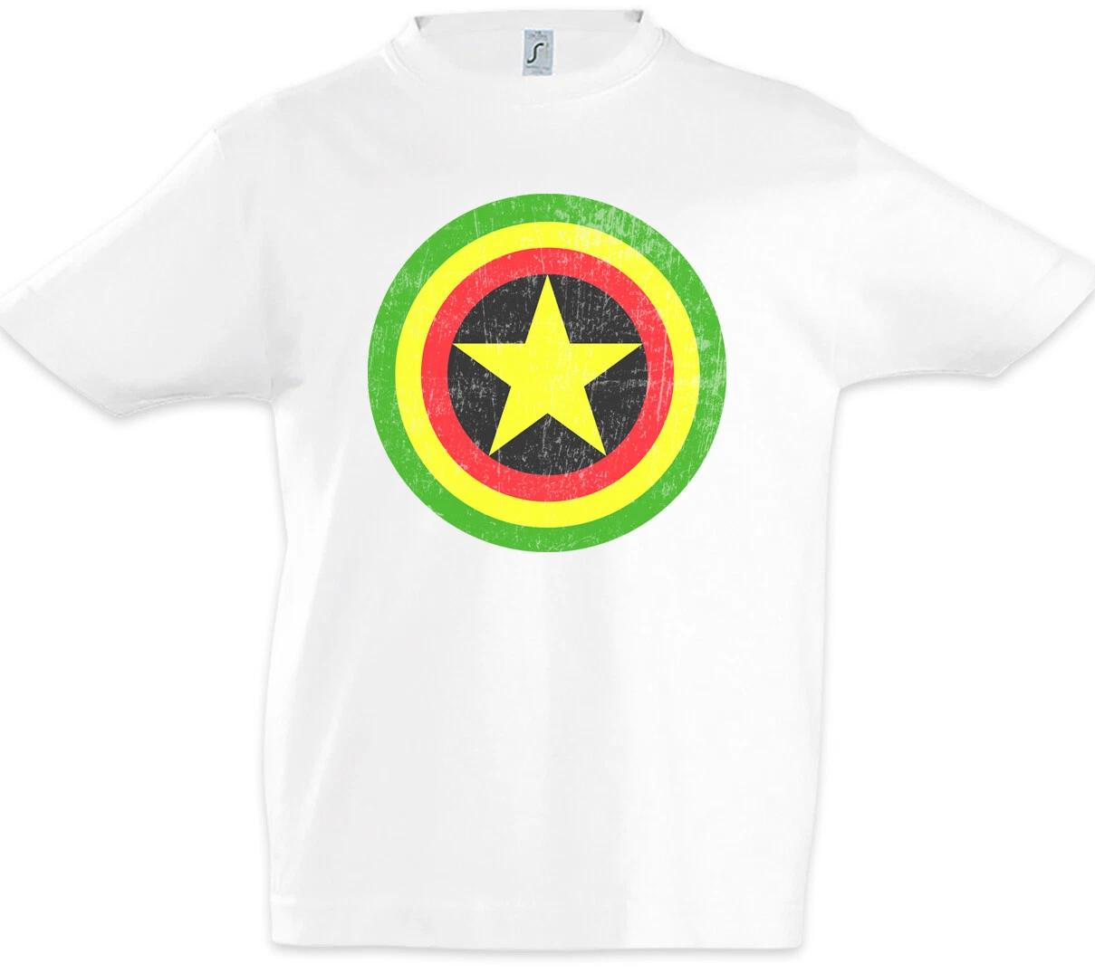 Captain Rasta Kids Boys kids boys T-Shirt Fun Comic Bob America Shield Reggae Irie 130