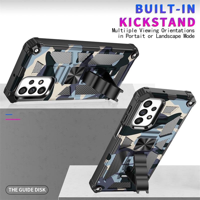 Suitable for Samsung A53 Camouflage Bayi Series Mobile Phone Cases S22 Ultra Magnetic Snap Bracket Anti Fall Protection Case