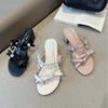 2025 Thick-heeled French Bow Pearl-toed Slippers Women's New High-heeled Sandals