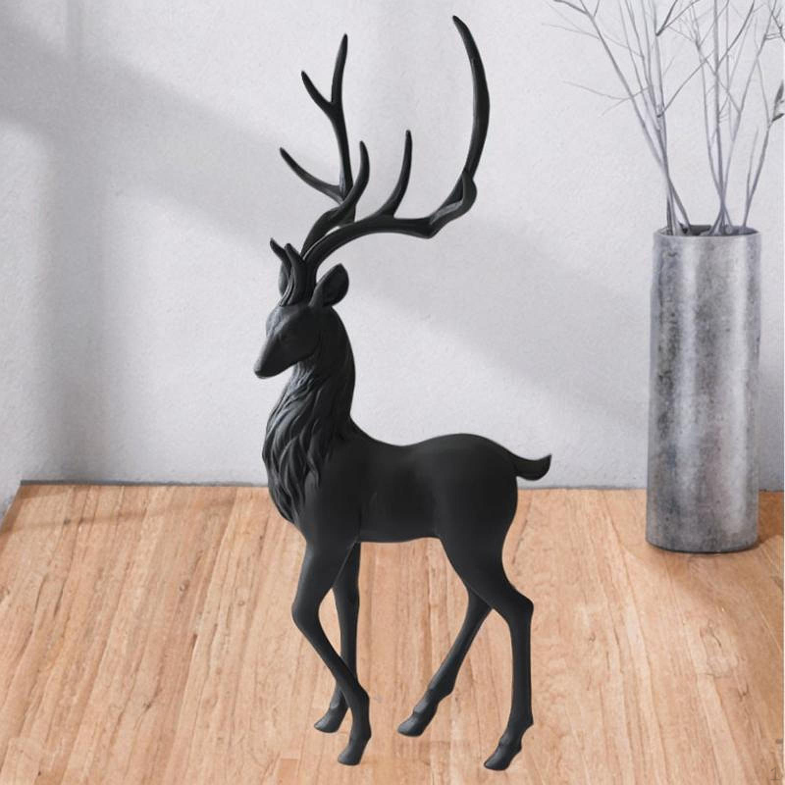 

Black Deer Statue Ornament Gift Decorating Elk Craft Sculpture Figurine for Living Room Standing