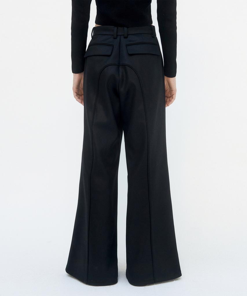 Teulimingbeodeu Suede Piping Classic Set-Up Pants [ Black ]