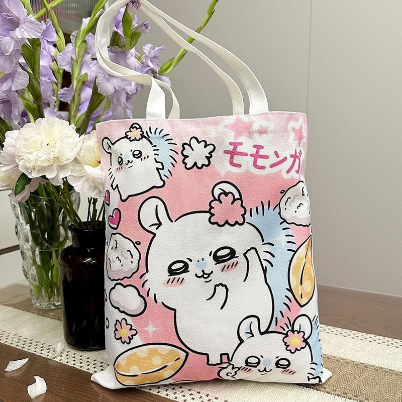 Chiikawa Canvas Bag Kawaii Anime Cute Hachiware Usagi Student Outdoor Cartoon Cosmetics Handbag Book Storage Bag Toy Girls Gifts