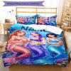 3pcs Custom Name Mermaid Bedding Set Duvet Cover Closure Includes 1 Duvet Cover & 2 Pillowcases, Soft and Comfortable for All Seasons.