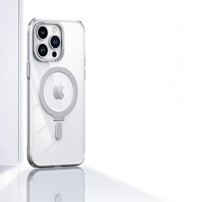 

200% более прочный магнитный чехол для iPhone 15 Pro Max 14 Plus 13 12 11 матовая скрытая подставка для кольца на палец для беспроводного зарядного устройства Magsafe For iPhone 11 чистый