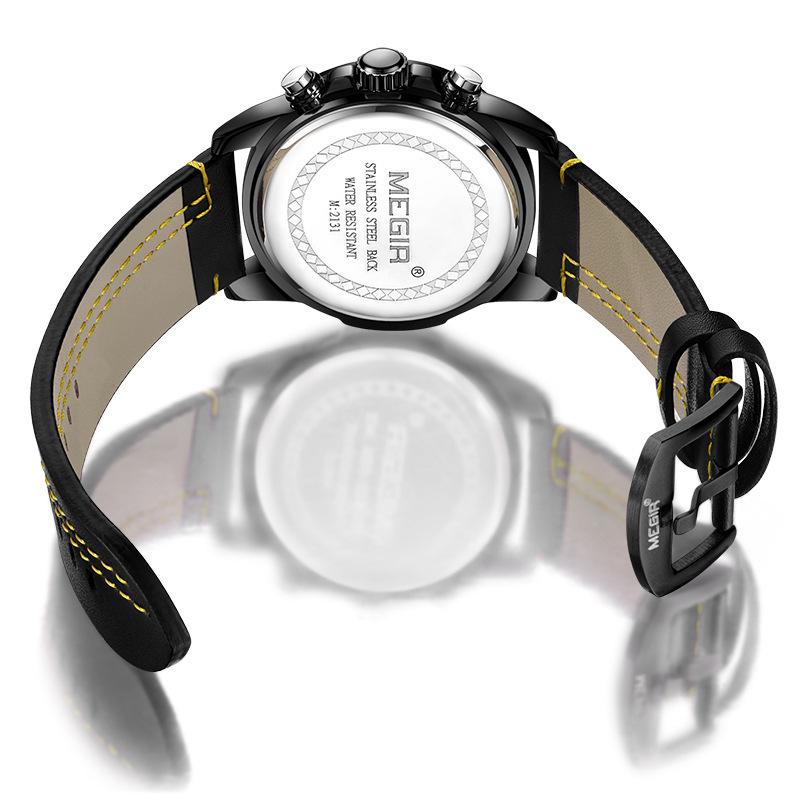 Men'S Watch, Fashion Timing Waterproof Leather Sports Quartz Men'S Watch 2131G