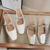Fashion 2025 Summer Comfort Shoes for Women Rhinestone Sandals Shallow Mouth Square Toe  Suit Female Beige Fashion Spring Closed Flat