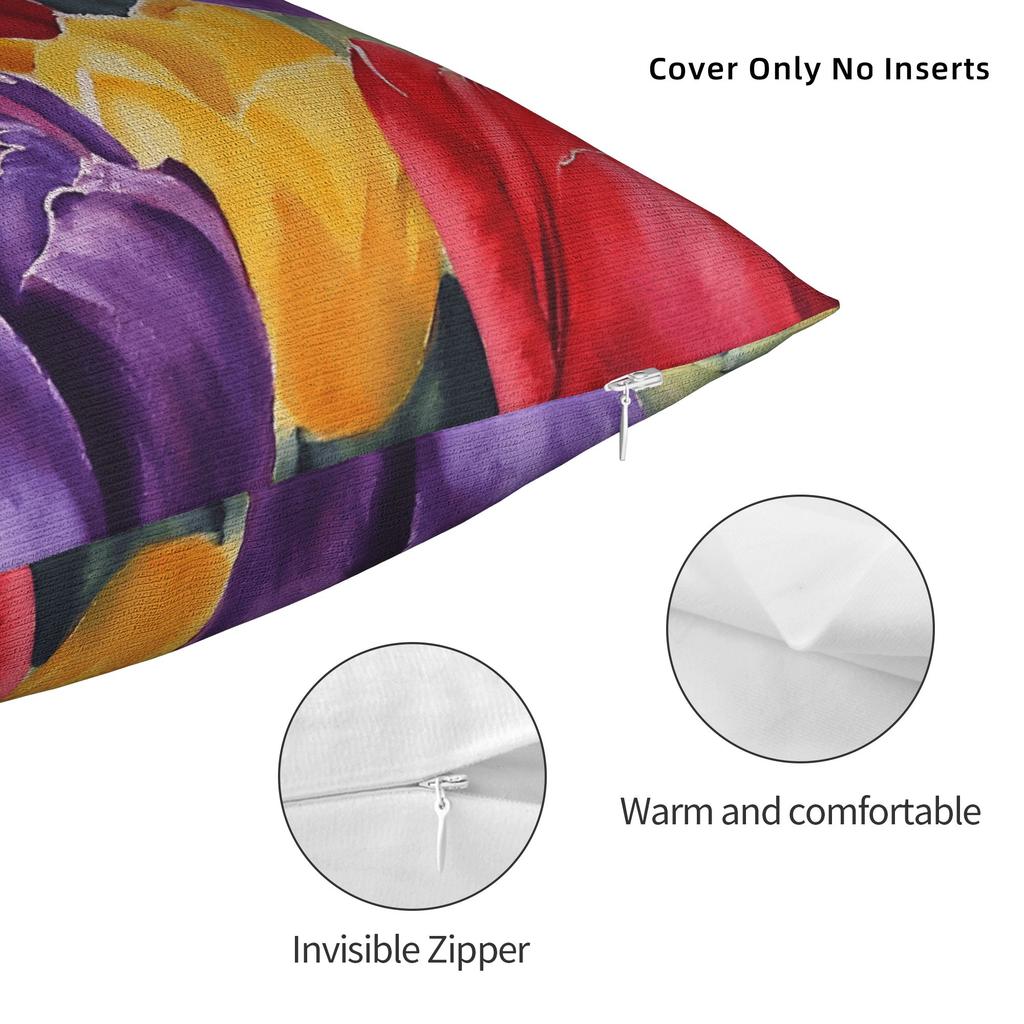 Tulip Spring Pillow Cover Cute Funny Pillow Case For Living Room Sofa Print Cushion Cover Gift Idea