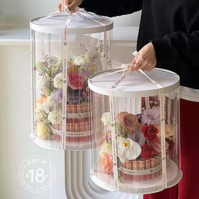 Scatola Rotonda Trasparente in PVC per Fiori di Torta per Fioristi e Regali