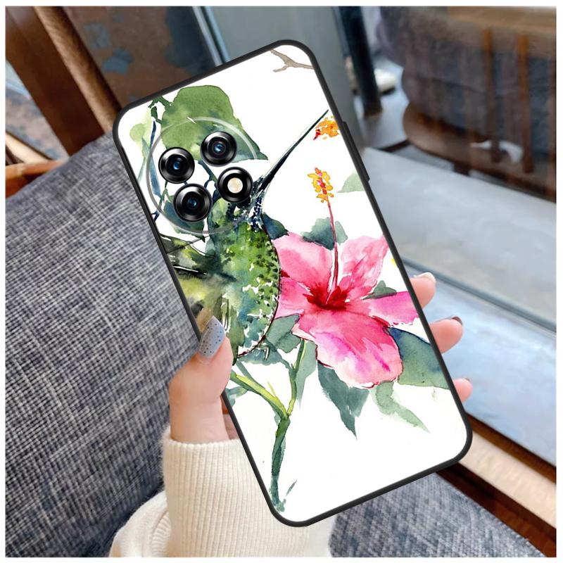 Hummingbird and Flowers Case For OnePlus 13T 8T 10T 9 10 Pro 15 13 12 11 13R 12R Nord CE 5 2 3 4 Lite N20 N30 Coque