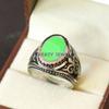 Jade Oval Cut Gemstone With 925 Sterling Silver Ring For Men's #B154 JL375671602393