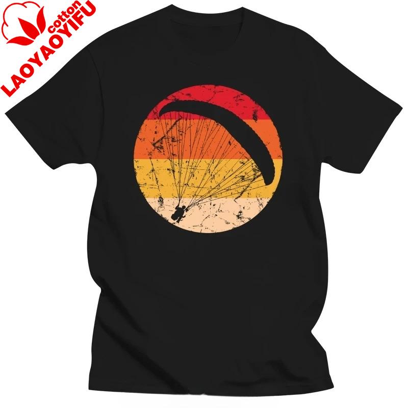 Fashion Retro Paragliding Tshirt for Men Leisure Paraglider Paramotor Parachute T Shirt Cotton Tee Men Clothing Casual Clothes
