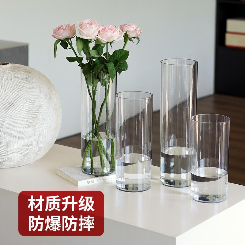 Transparent Flower Vases Plastic Cylinder Vases Terrarium Planter for Wedding Table Desktop Flower Arrangement Decoration