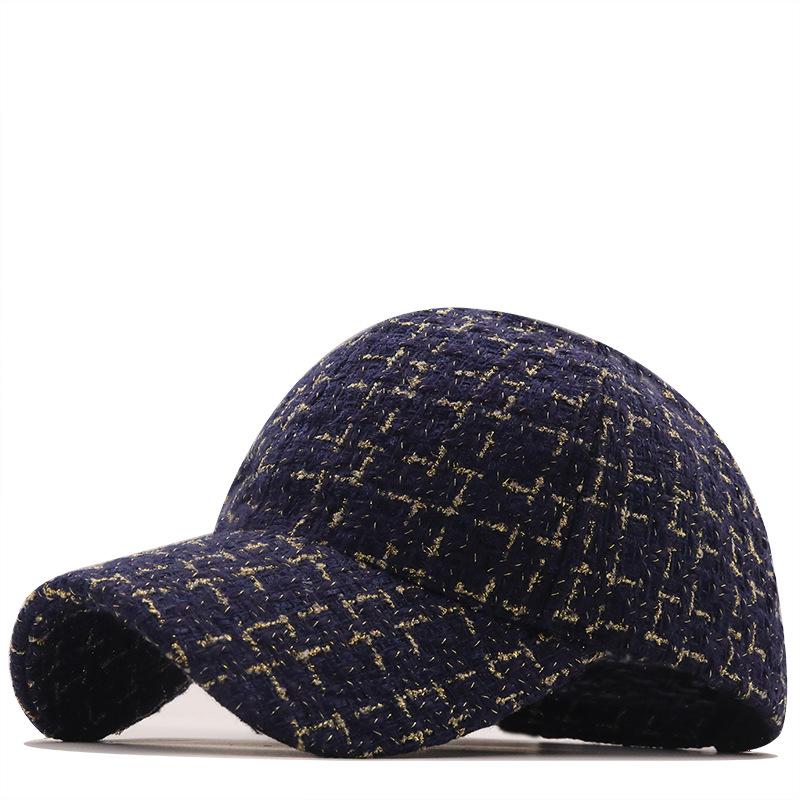 New outdoor trendy gold thread baseball cap men and women small fragrant wind cap plaid gold hat
