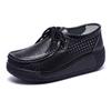 Women Genuine Leather Platform Shoes Winter Plush Walking Shoes 5cm High Wedges Heels Shoes Elegant Warm Mother Shoes