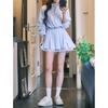 Slimming Petite Lace Trim Striped Skirt - Women's Autumn Anti-Exposure Short Skirt