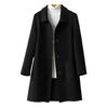 Women Winter Coat Formal Business Style Turn-down Collar Single-breasted Mid Length Overcoat OL Commuting Jacket Solid Color Thick Outerwear