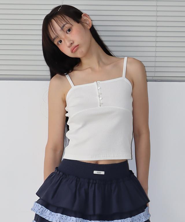 RONRON Heart Button Golgi Sleeveless White