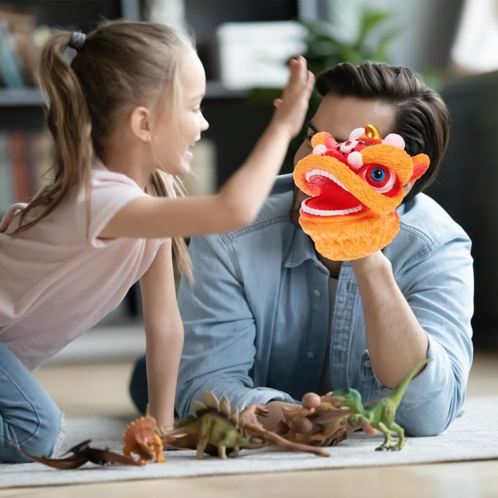 INOOMP Hand Puppets, Lion Dance Hand Puppets, Toys for Kids, Storytelling Animal Hand Puppets, Chinese Style