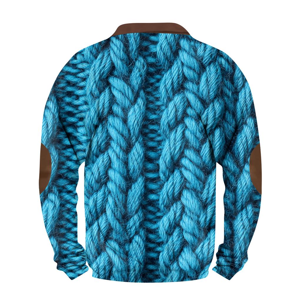 Męska bluza retro casual z nadrukiem gradientowym